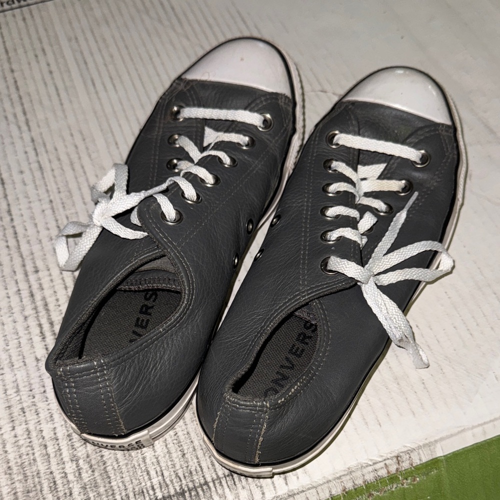 Converse Dark Gray and White leather Sneakers